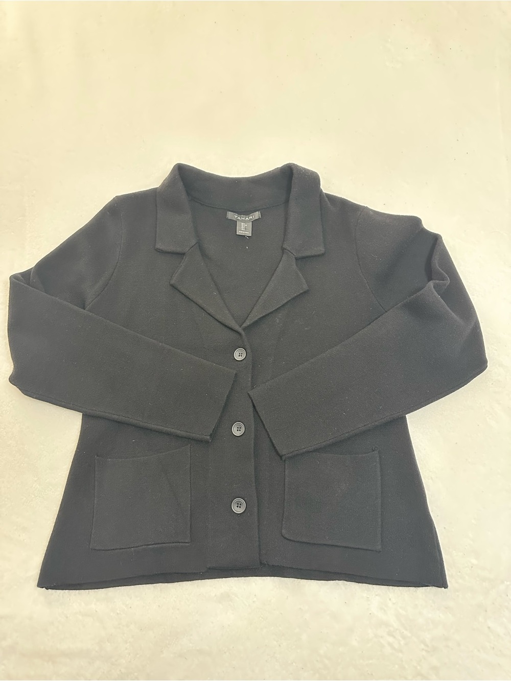 Tahari Black Button-Front Knit Blazer
